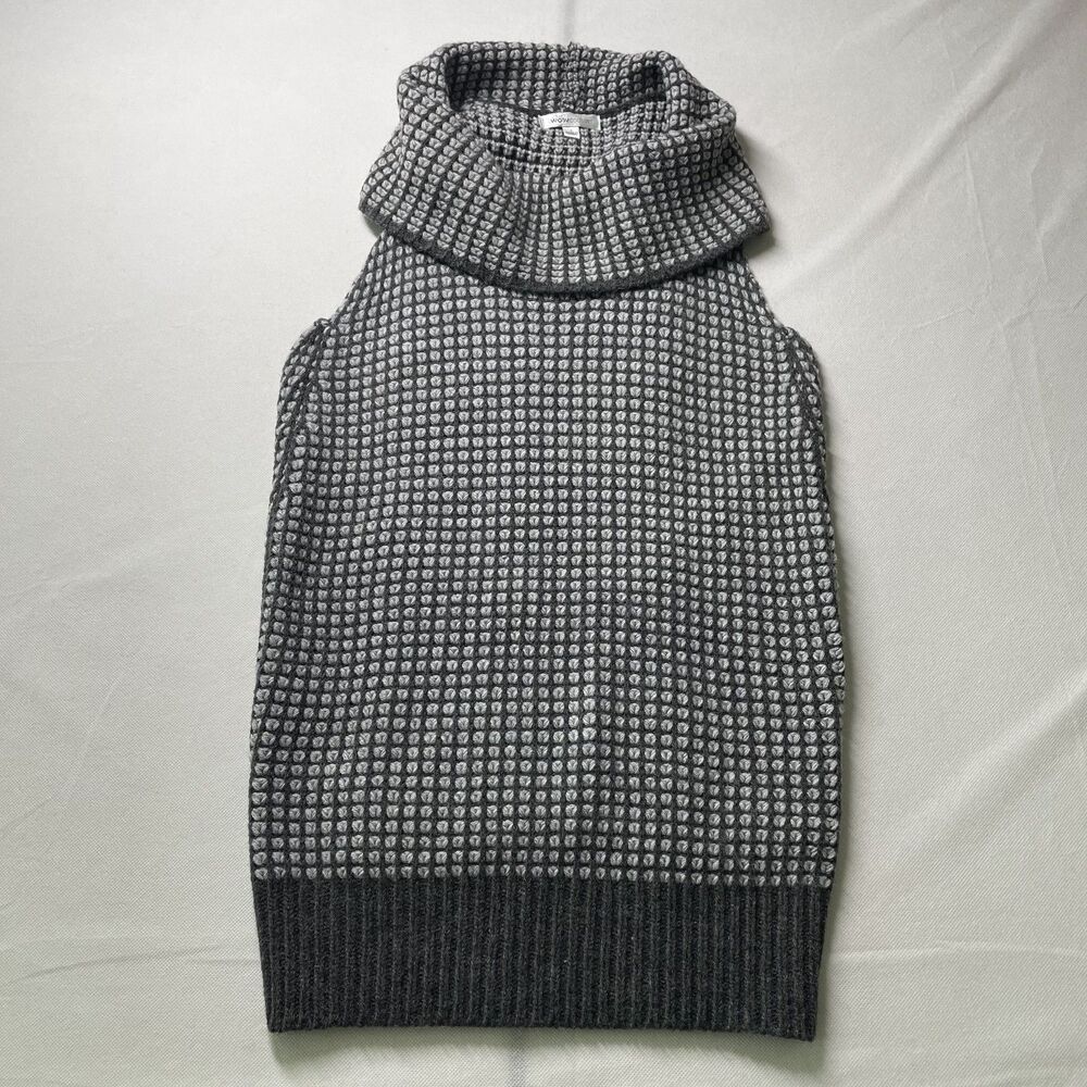 Wow Couture Sleeveless Turtleneck Sweater Knit Gray Wool Blend Size S